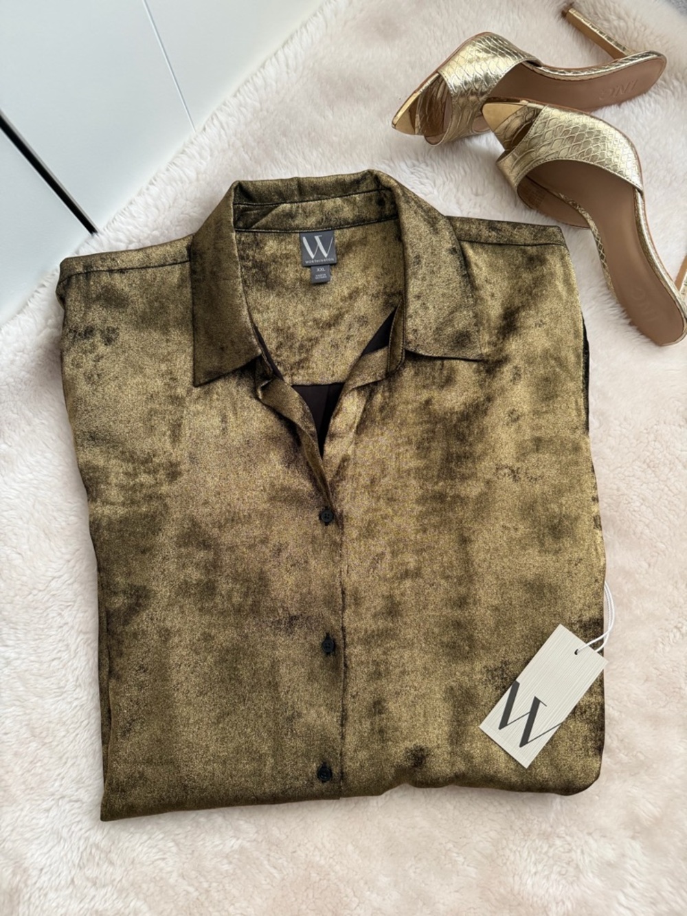 Worthington Button Down Satin Shirt size XXL - Picture 3 of 15
